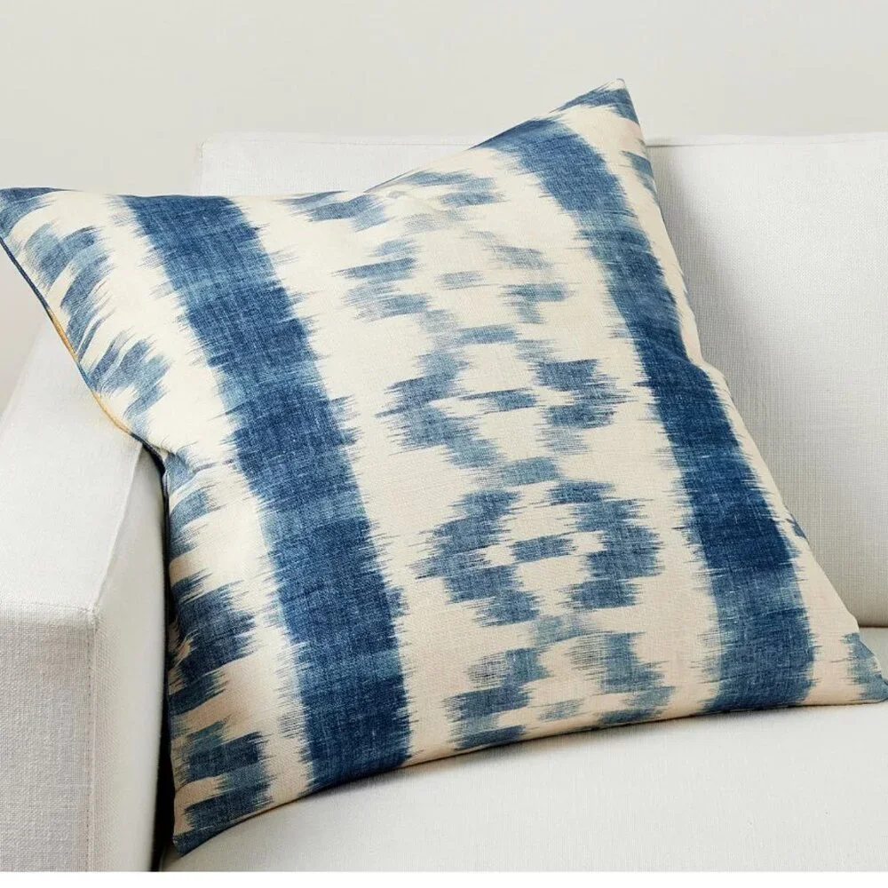 PAIR of Pottery Barn Enzo Ikat Reversible Pillow Cover 24 x 24. NWT